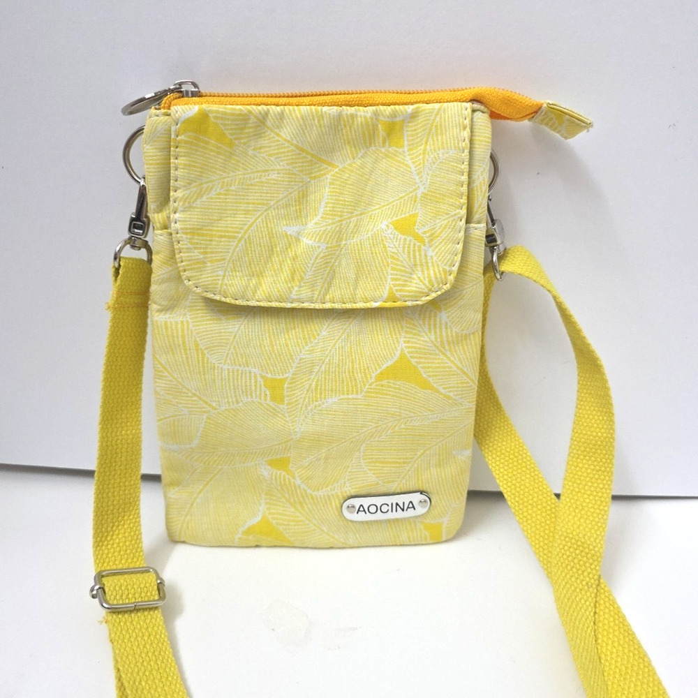 Cell Phone Purse Canvas Roomy Small Yellow Crossbody Shoulder Strap Aocina
